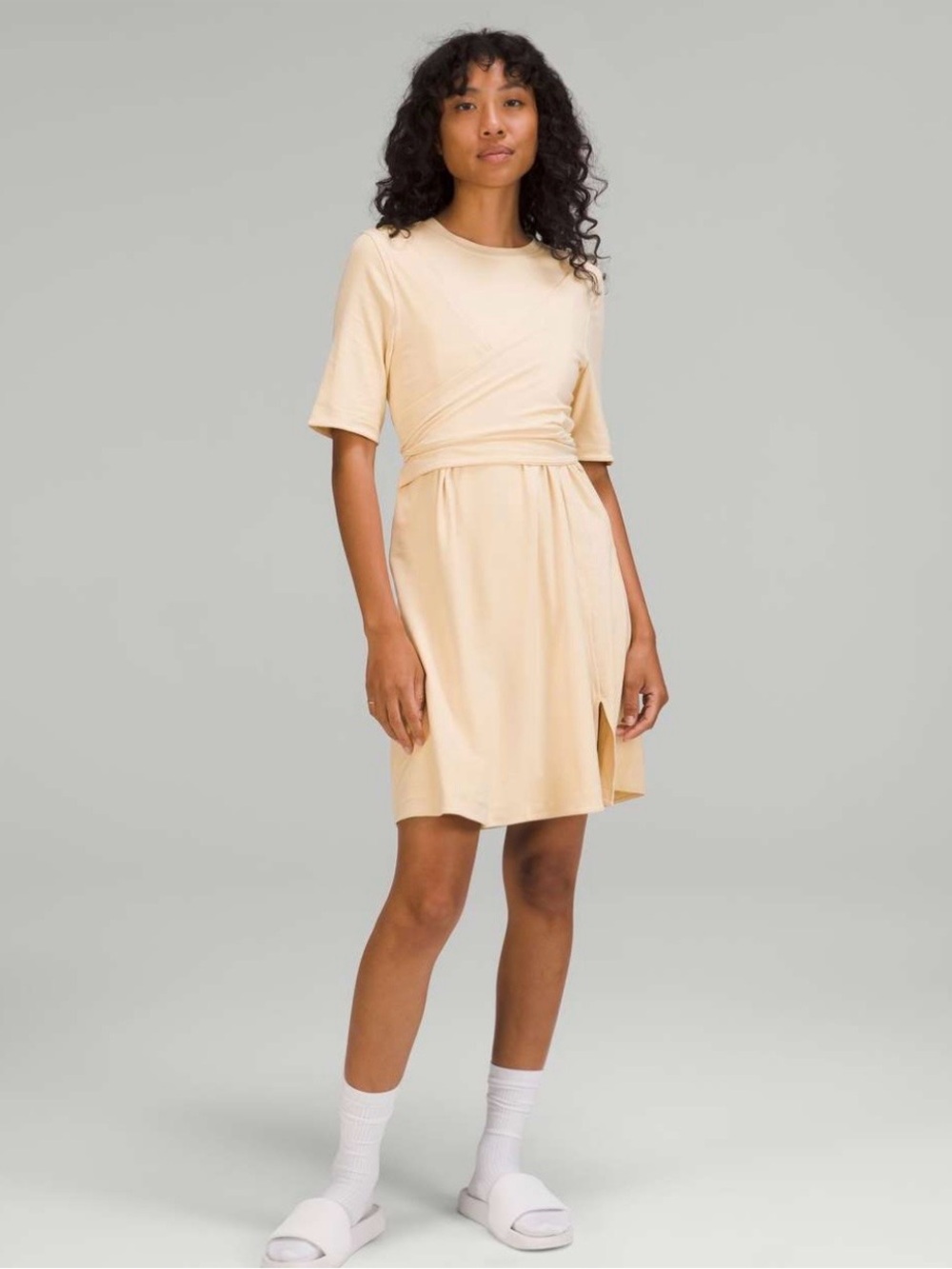 Lululemon cotton wrap front Tshirt dress prosecco size 10